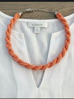 Boho Burnt Orange Twisted Seed Bead Chunky Necklace Multi-Strand Statement Piece